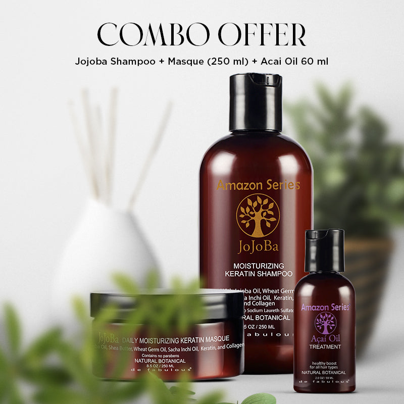 Amazon Series Jojoba Shampoo + Masque 250 ml + Acai Oil 59 ml - De Fabulous India