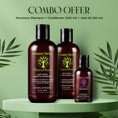 Amazon Series MureMuru Anti Frizz Keratin Shampoo + Amazon Series MureMuru Anti Frizz Keratin Conditioner + Acai Oil