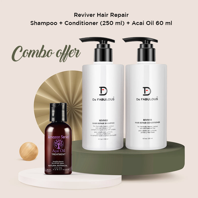 Reviver Hair Repair Shampoo + Reviver Hair Repair Treatment + Acai Oil