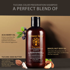 Amazon Series Tucuma Color Preservation Shampoo + Conditioner 250 ml + Acai Oil 59ml - De Fabulous India