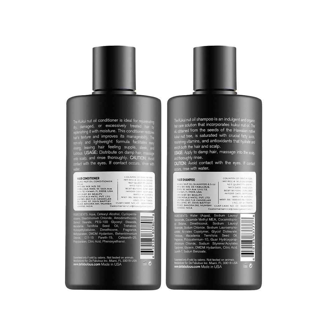 Kukui Nut Oil Shampoo & Conditioner -250ml Combo | De Fabulous India