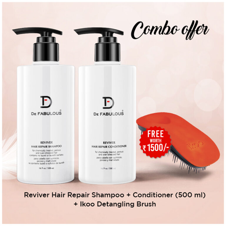 "De Fabulous Reviver Shampoo & Conditioner combo + Free Ikoo Detangling Brush: Revive and Unleash Your Hair's Natural Beauty with Ease"