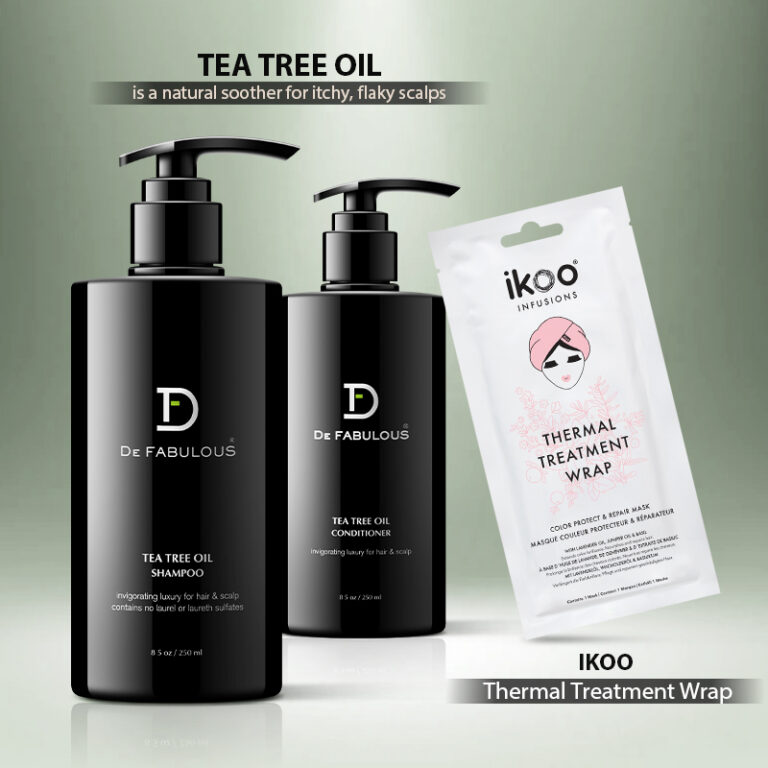 "De Fabulous Tea Tree Oil Shampoo & Conditioner combo + Free Ikoo Thermal Wrap: Invigorate Your Hair with Tea Tree Oil and Enjoy Effortless Styling"